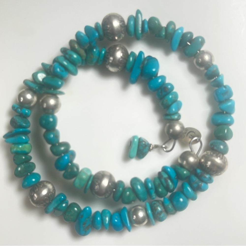 American West Carolyn Pollack Relios Turquoise and Silver Bead Wrap Bracelet - Picture 9 of 10